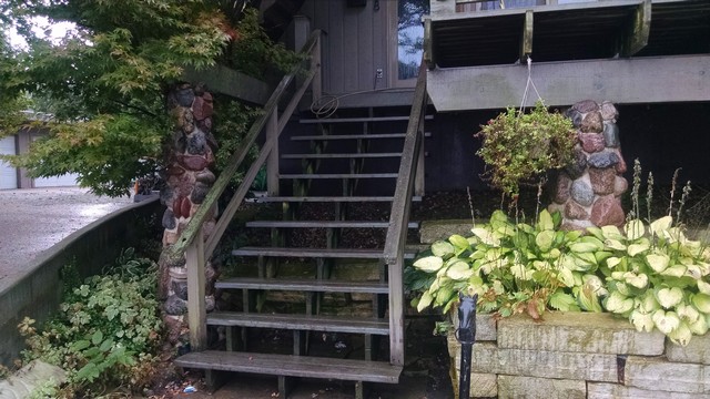 Moline A frame stairs before painting by Rodney Shambaugh